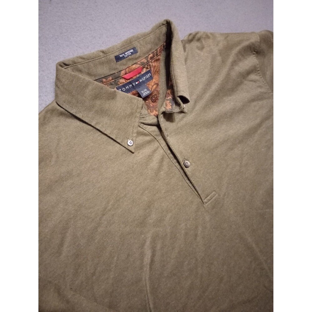 Vintage Tommy Hilfiger 1/4 Button Collared Neck Pullover Mens Size XL OD Green